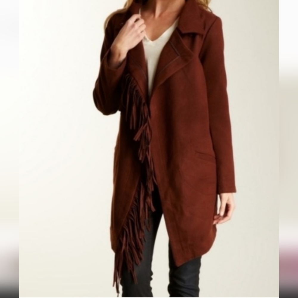 BB Dakota Open Front Fringe Jacket Cardigan Mid Length - M